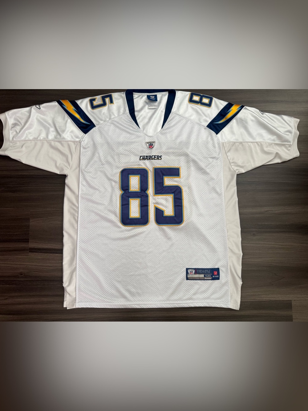 Reebok San Diego Chargers Antonio Gates #85 NFL Stitched Away Jersey Men 56 3XL